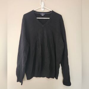 Brooks Brothers V-Neck 100% Pure Cashmere Sweater Black XL